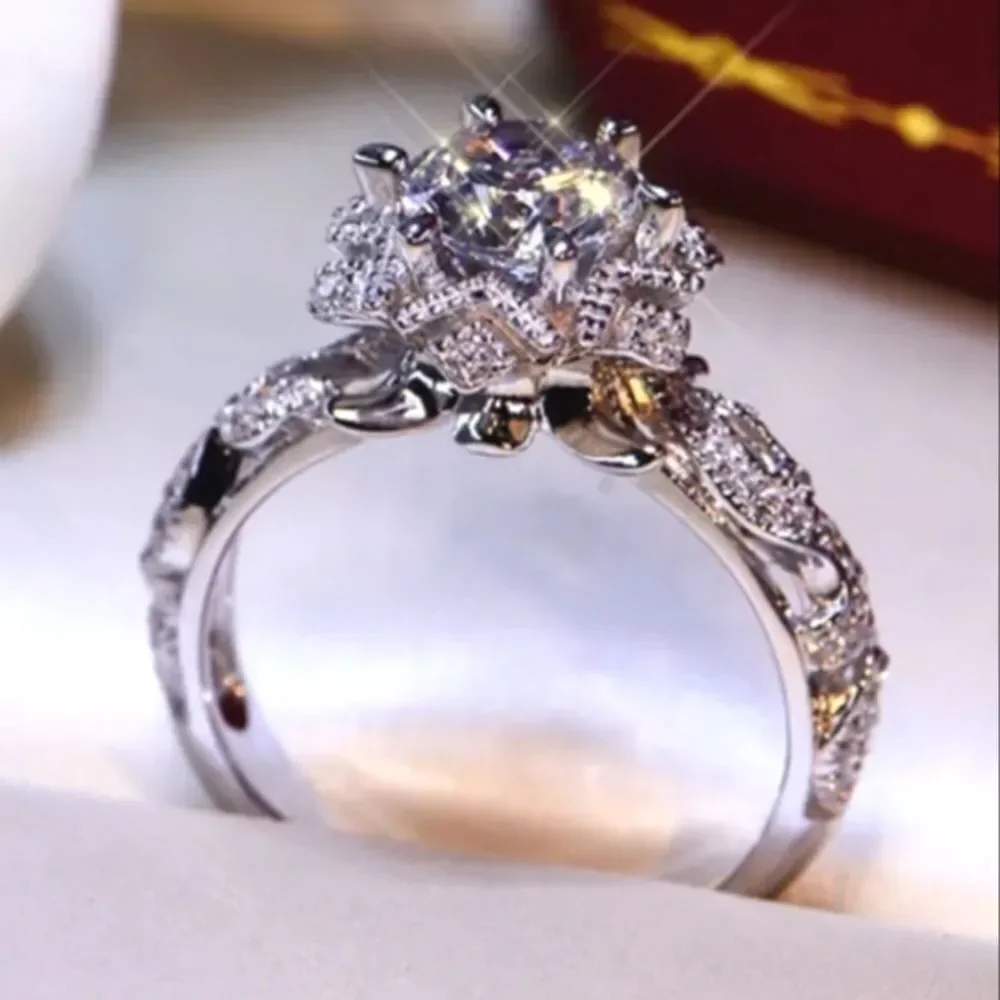 Elegant Lab Created Diamond Wedding Ring sz 6